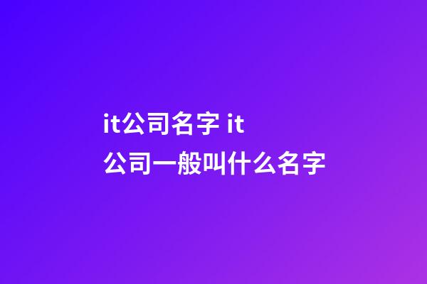 it公司名字 it公司一般叫什么名字-第1张-公司起名-玄机派